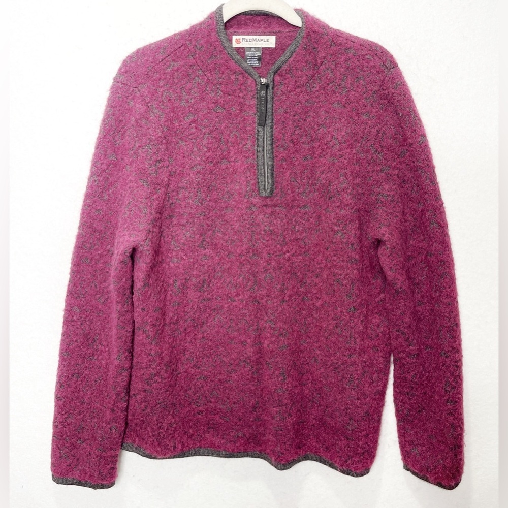 Red Maple Sportswear 1/4 Zip Alpaca Bamboo Blend Sweater Pullover Soft Texture